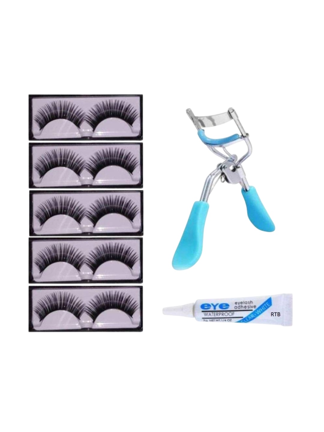 

Lenon Set Of 7 False Eyelash With Curler & Glue, Black
