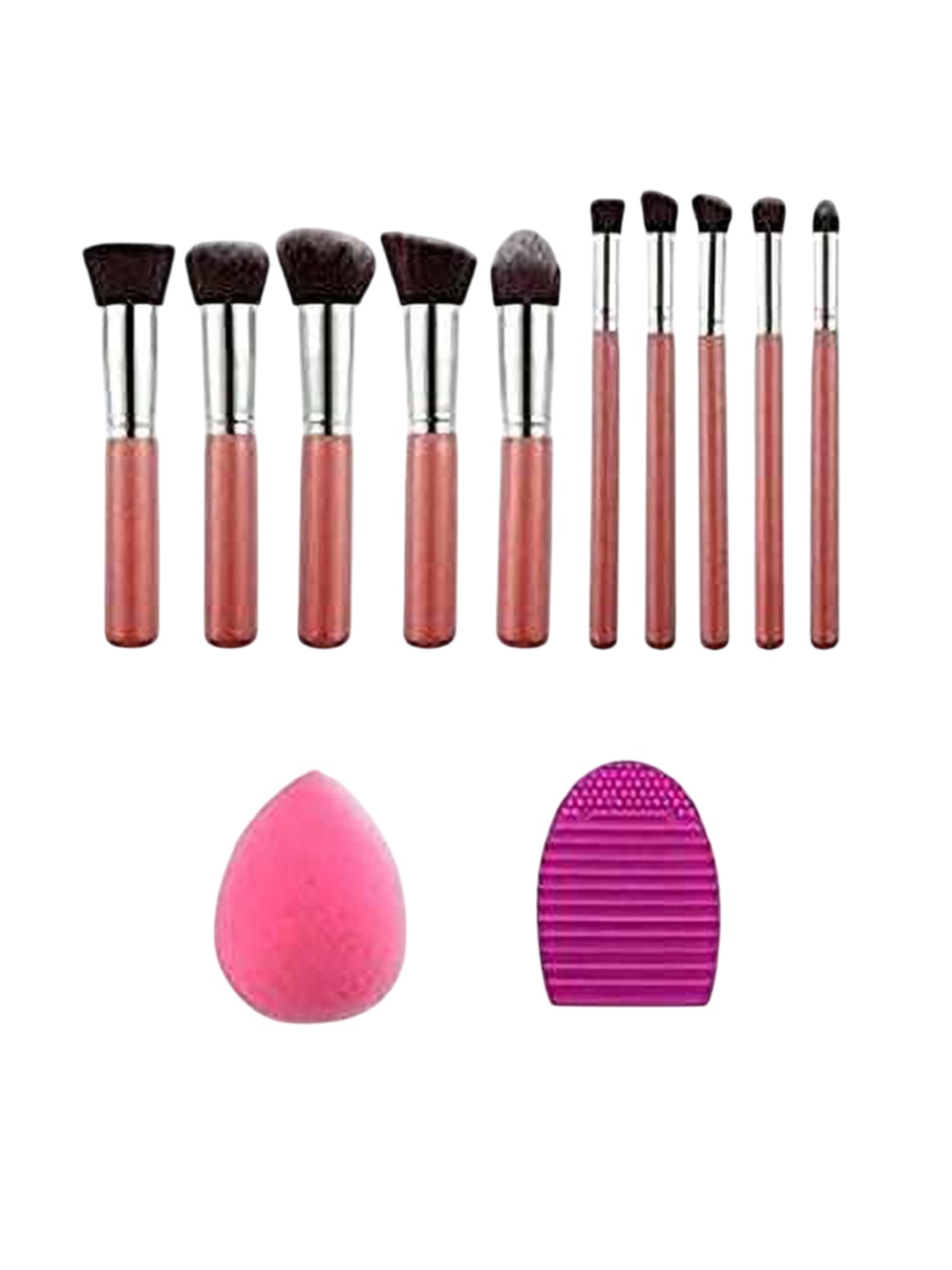 

Lenon Set 12 Makeup Brush With Cleaner & Blender, Nude