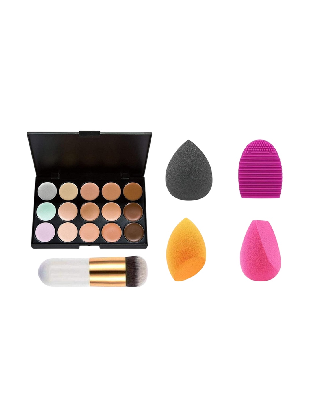 

Lenon Pack Of 6 Eyeshadow Palette With Foundation Brush, Brush Cleaner & Blender, Black