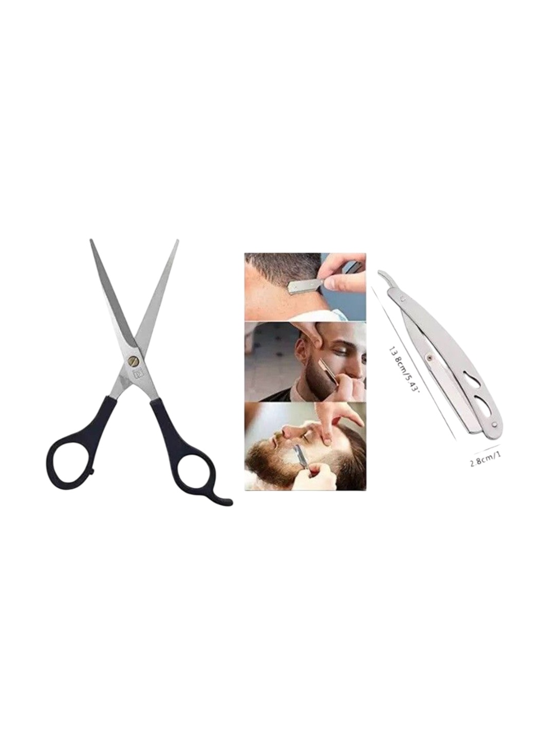 

Lenon Set Of 2 Steel Razor With Hair Cutting Scissor, Silver