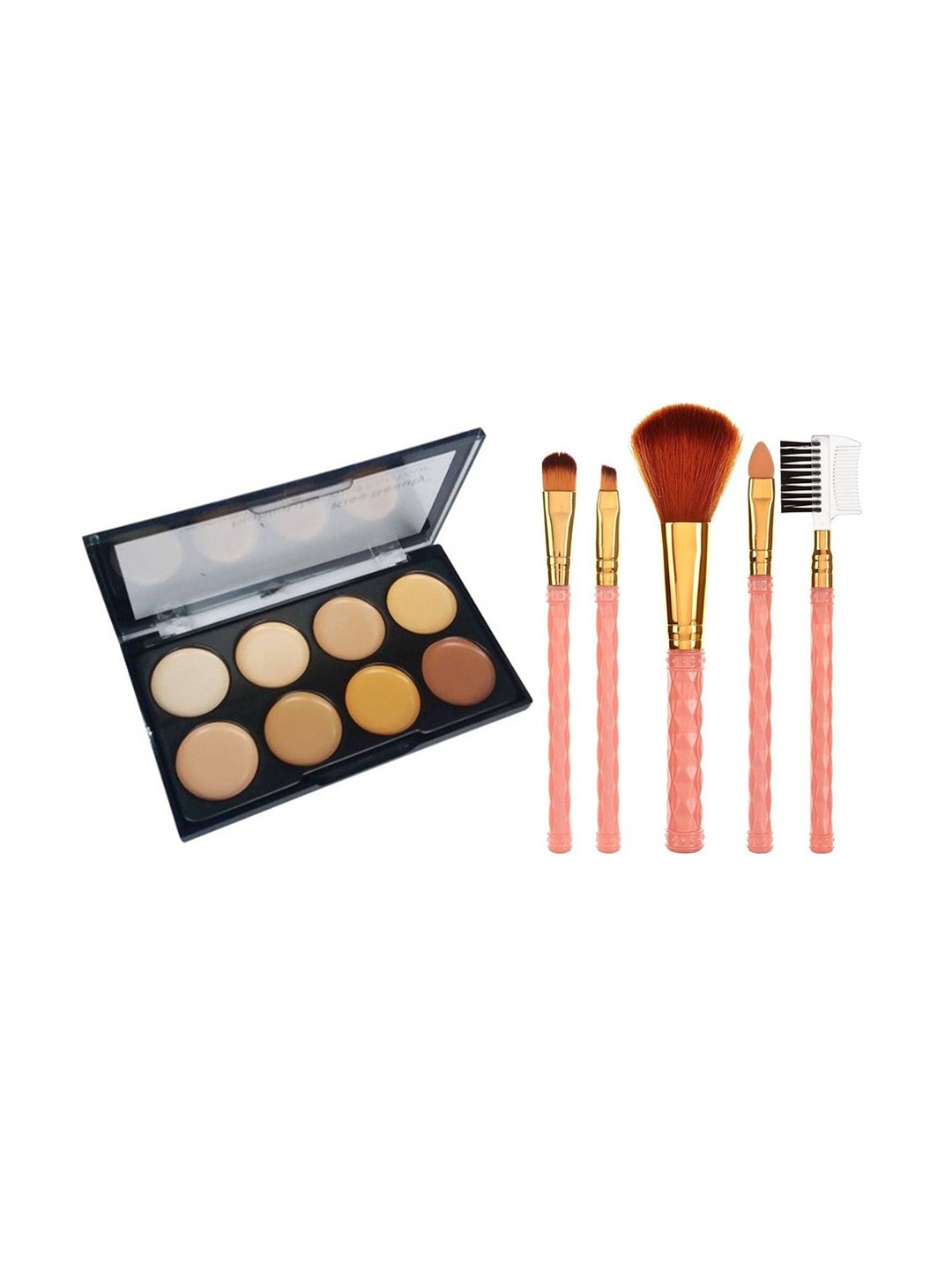 

Lenon Set Of 6 Makeup Brushes & Contour Palette, Pink