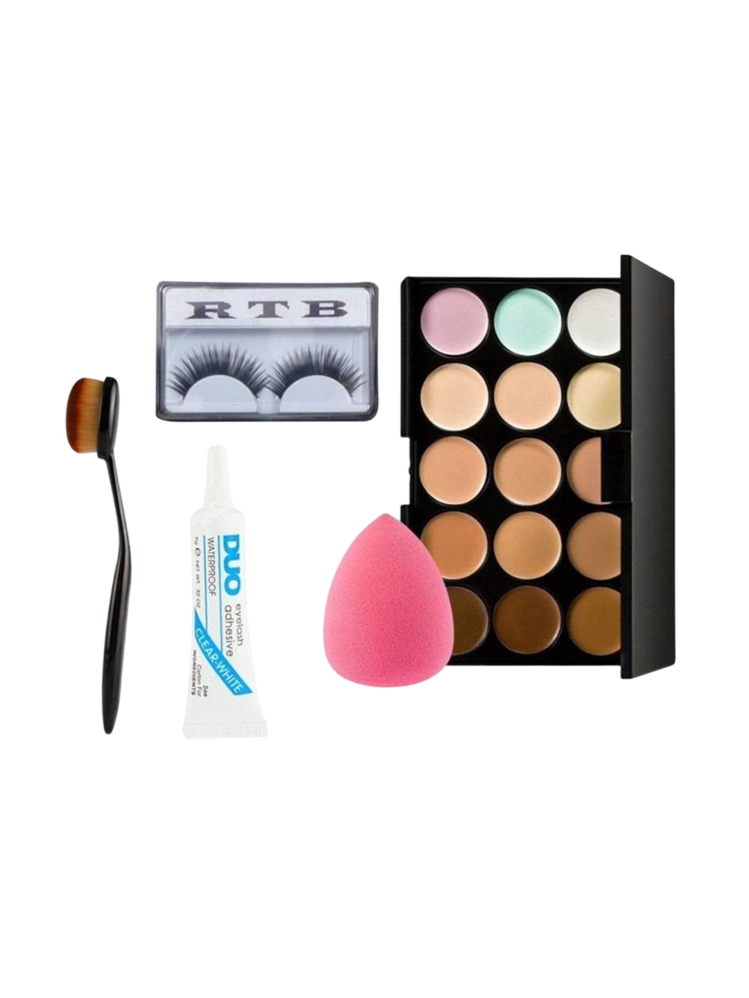 

Lenon Set Of 5 Contour, Blender, Brush, Eyelash Glue & False eyelash, Beige