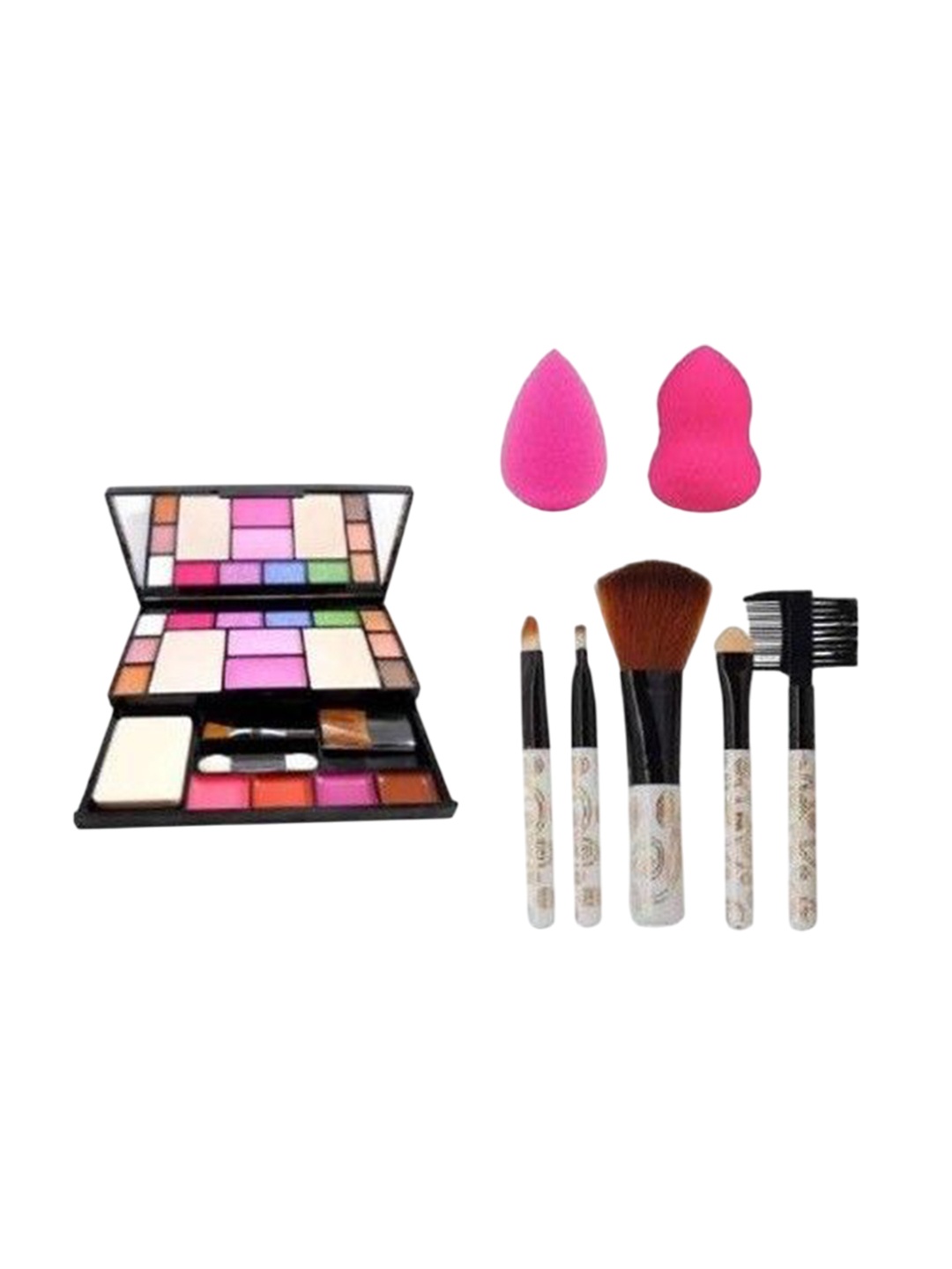 

Lenon Set of 8 Makeup Kit, Makeup Puff & Makeup Brush, Pink