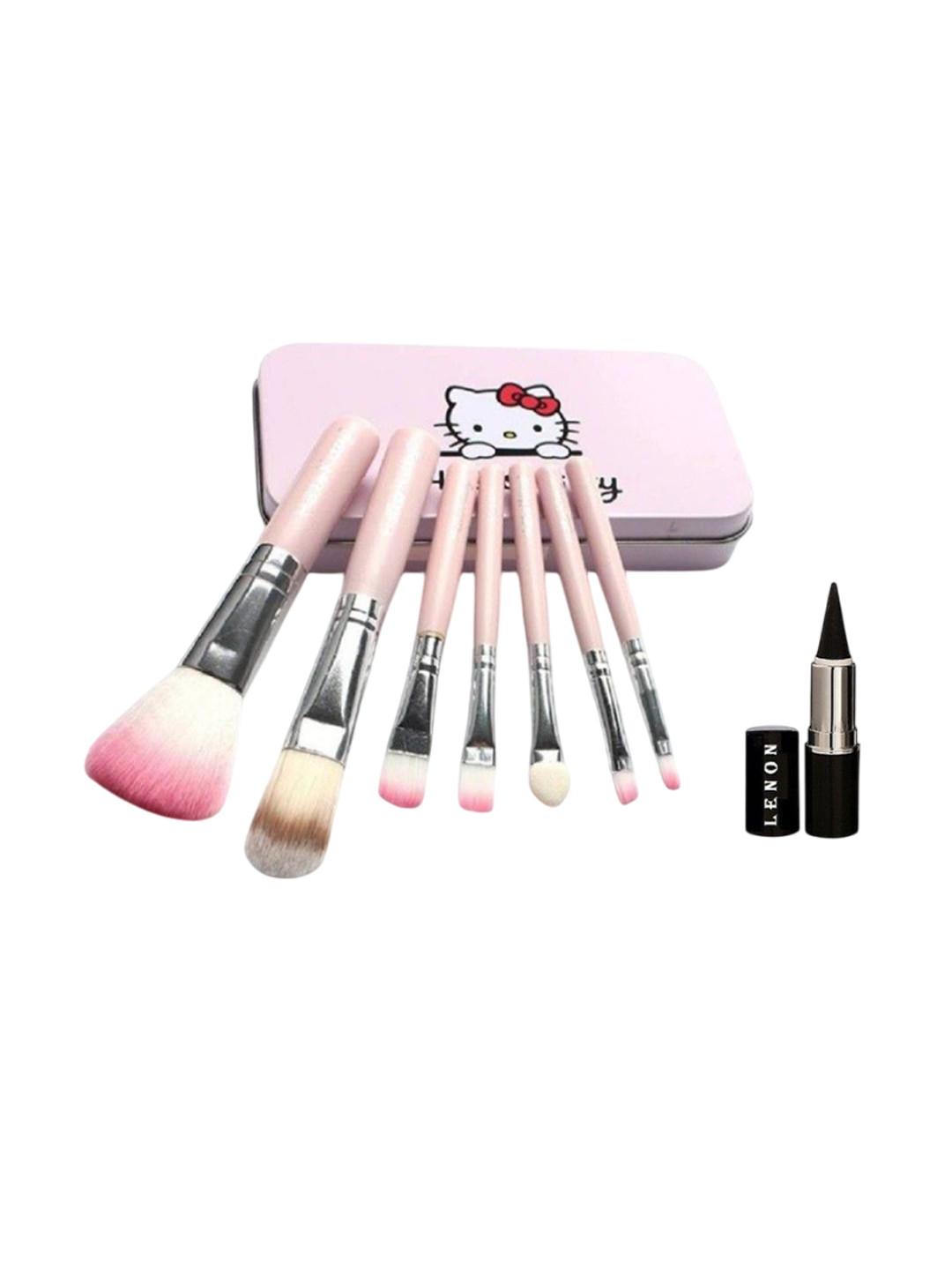 

Lenon Set Of 8 Waterproof Kajal With Makeup Brushes, Pink