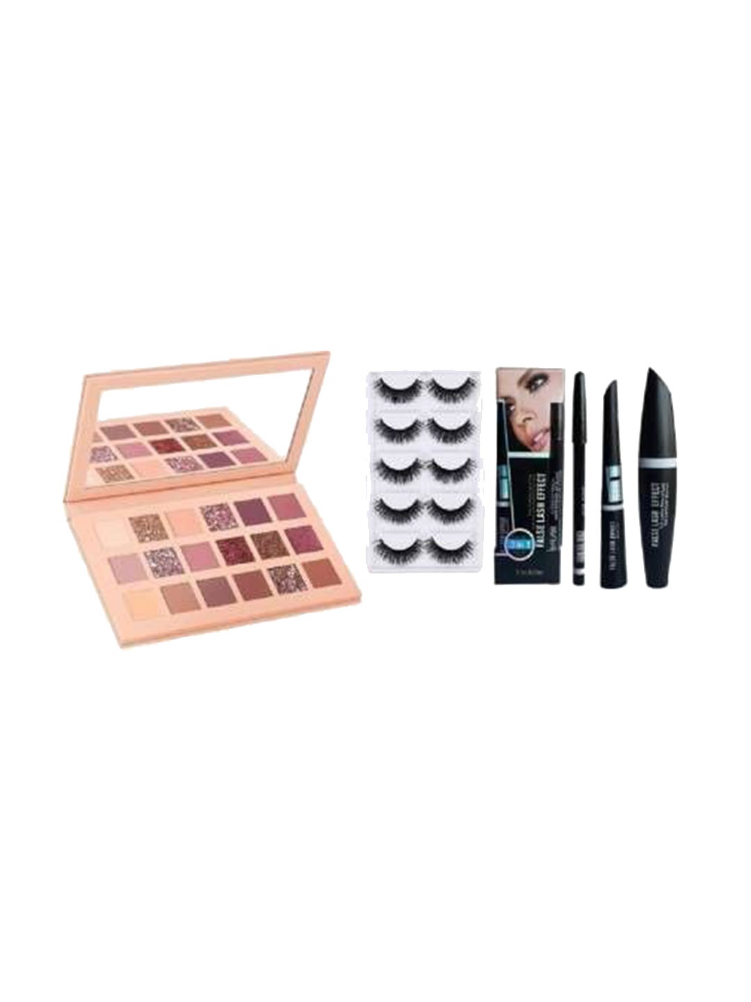 

Lenon Set Of 5 Eyeshadow Palette- Eyebrow Pencil- Liquid EyeLiner- Mascara & Eyelashes, Black