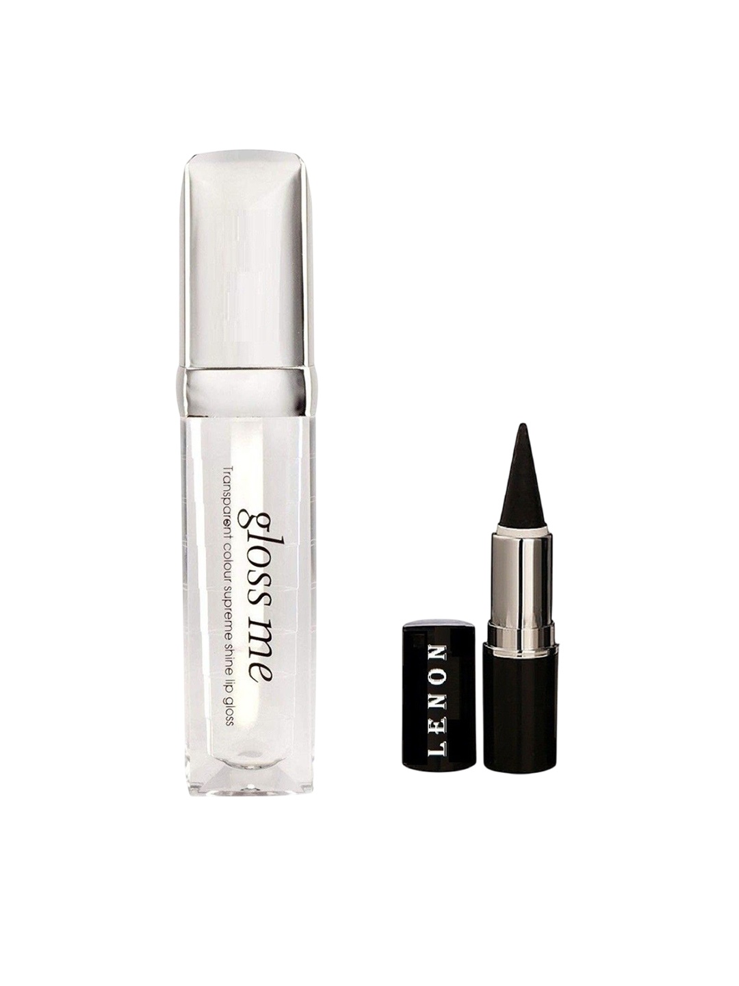 

Lenon Set of 2 Lip Gloss & Kajal Combo- Transparent & Black