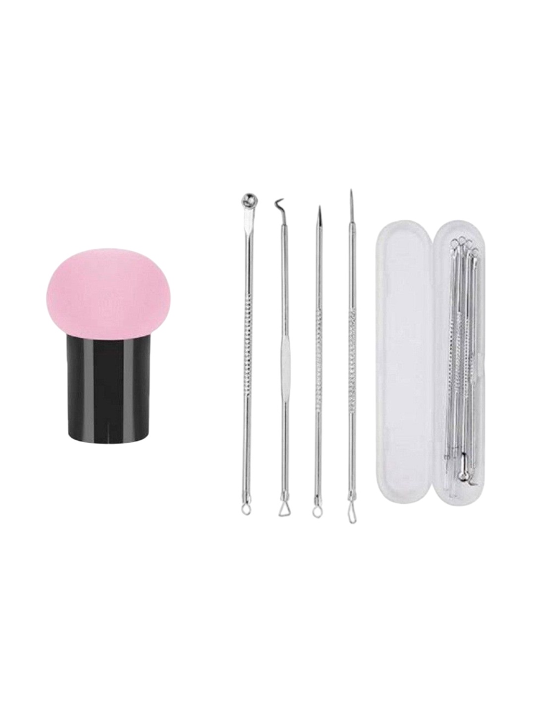 

Lenon Set Of 5 Black Head Remover & Mushroom Puff Combo, Silver