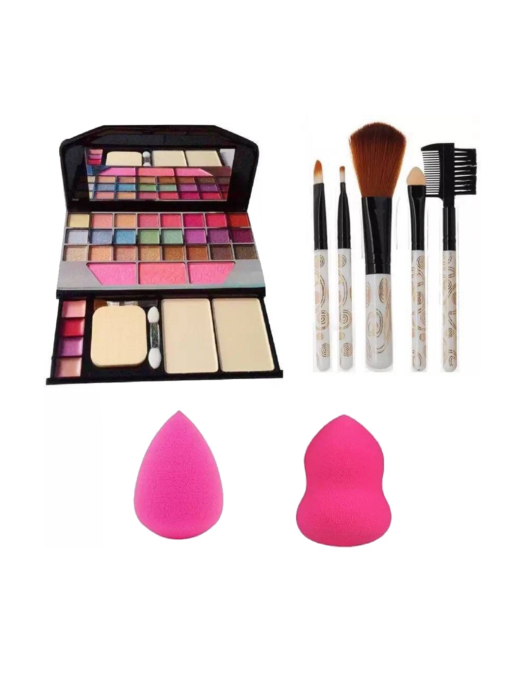

Lenon Set Of 8 Makeup Kit With Brushes & Blenders, Pink