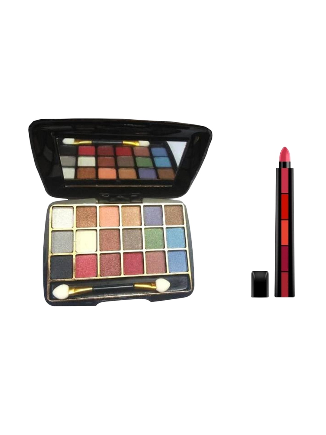 

Lenon Set Of 2 Eyeshadow Palette With 5 In 1 Lipstick, Red