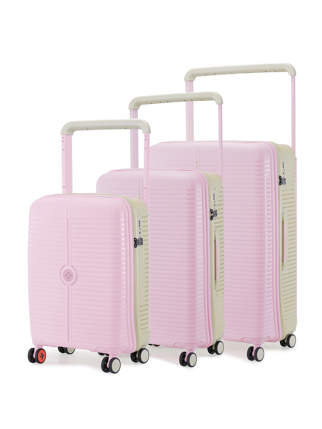 

Nasher Miles Unisex Dubai Polypropylene Set of 3 S/M/L Trolley Bags (55-65-75cm), Pink