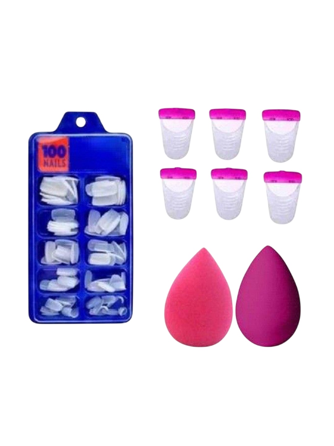 

Lenon Set Of 108 Artificial Nails With Body Shaving Razor & Blenders, White