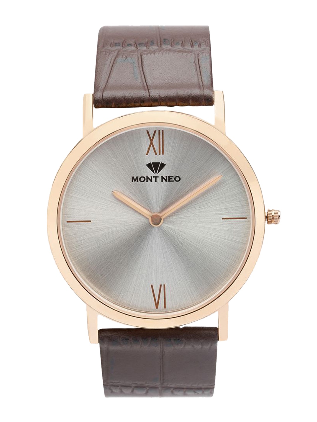 

MONT NEO Men Dial & Leather Bracelet Style Straps Analogue Watch 8011B-L3303, Grey