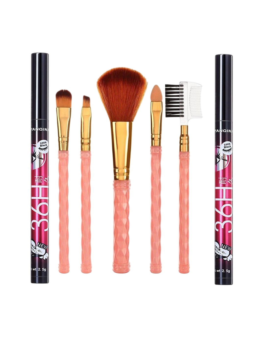 

Lenon Set of 7 Makeup Brush & Eyeliner, Pink