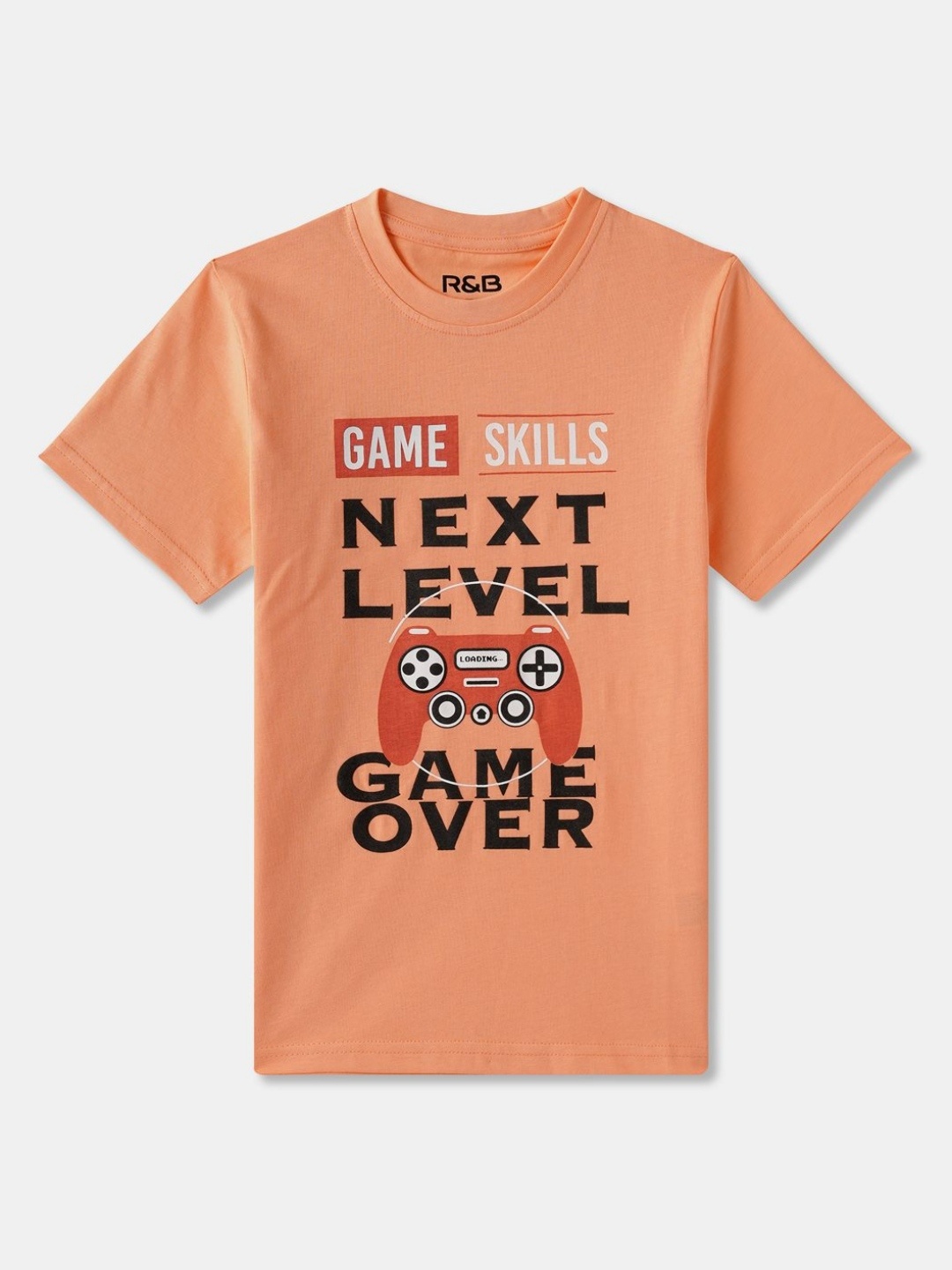 

R&B Boys Typography Printed Round Neck Cotton T-shirt, Orange