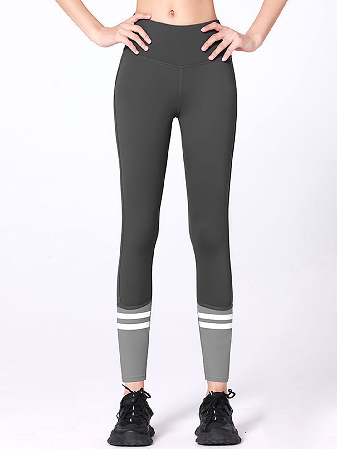 

LULU & SKY Women High Rise Ankle Length Tights, Grey