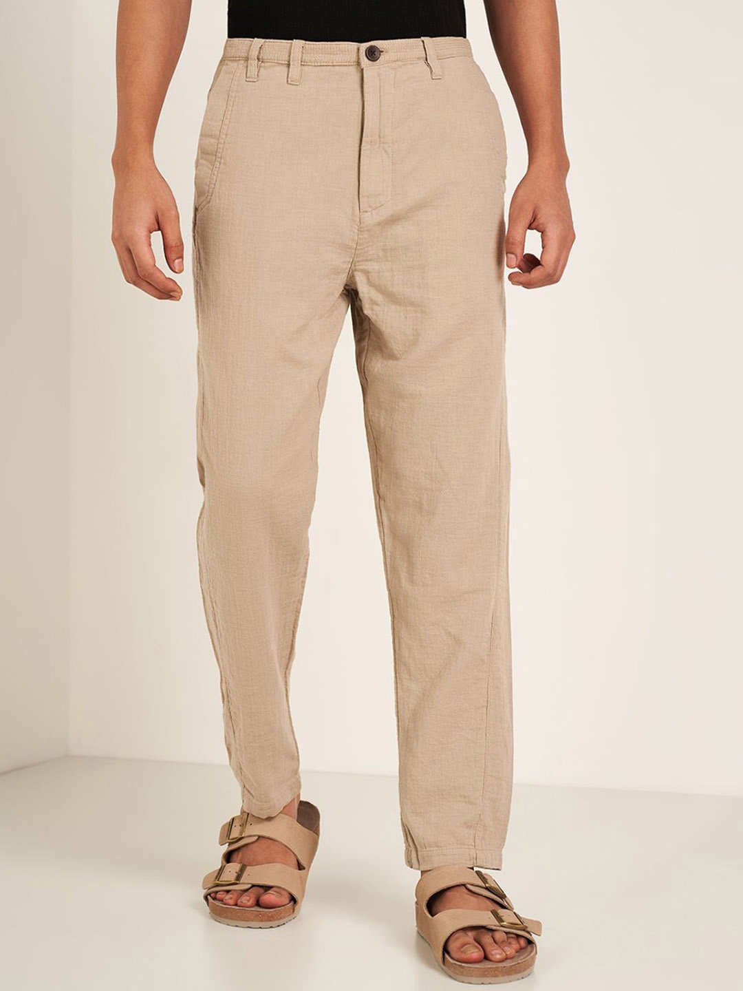 

7 Alt by Pantaloons Men Slim Fit Cotton Chinos Trousers, Grey