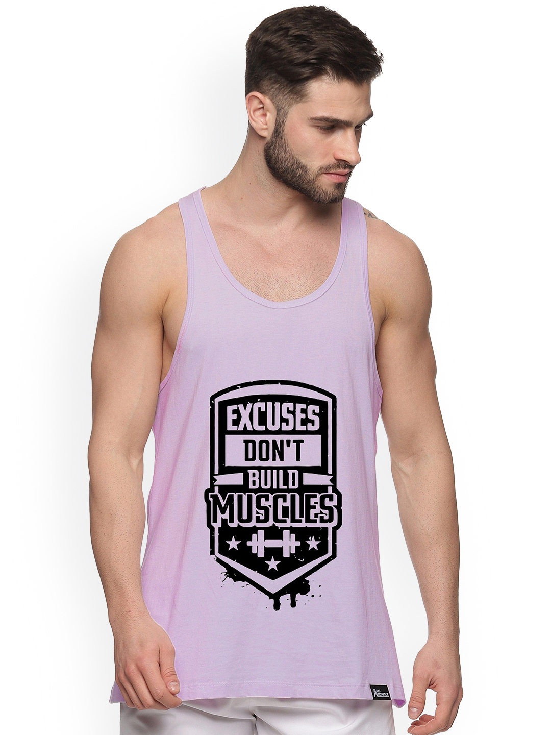

Anax Aesthetics Men Printed Sleeveless Sando Gym Vests Stringer, Lavender