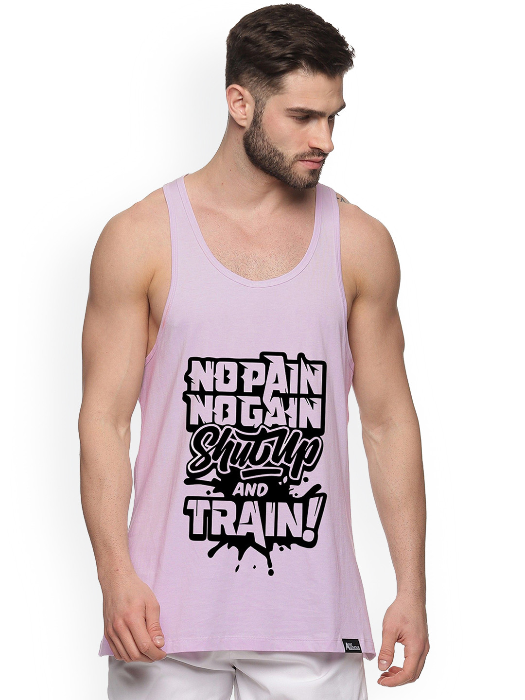 

Anax Aesthetics Men Printed Sleeveless Sando Gym Vests Stringer, Lavender
