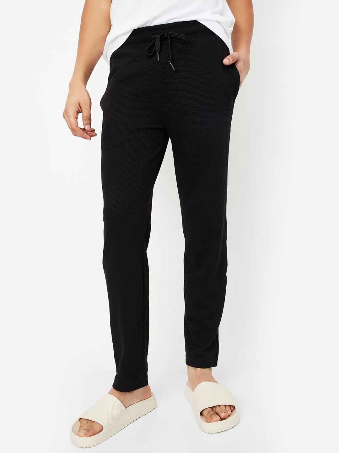 

max Men Cotton Straight-Leg Lounge Pants, Black