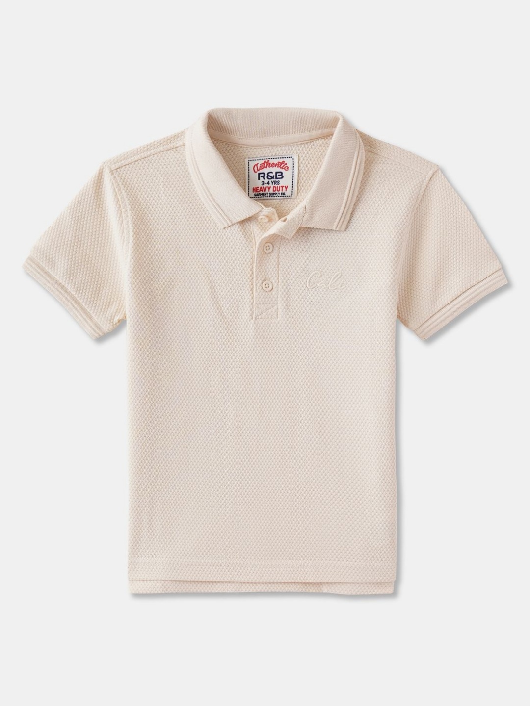 

R&B Boys Solid Polo Collar Cotton T-shirt, White