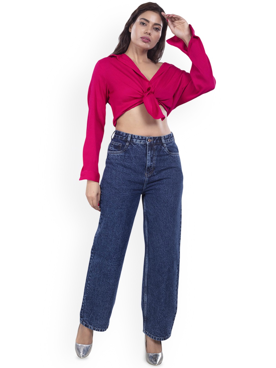 

BELLE ALLE DENIM Women Cotton Straight Fit High-Rise Jeans, Navy blue