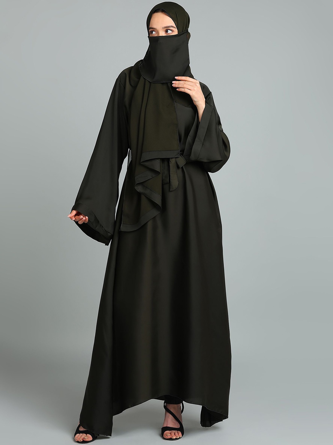 

BROKE BRAND Abaya Burqa With Adjustable Belt, Olive