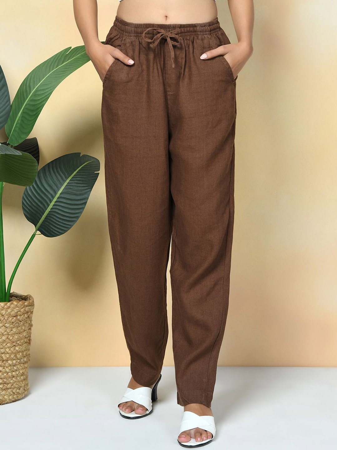

Rimore Women Relaxed Straight Leg Trousers, Brown
