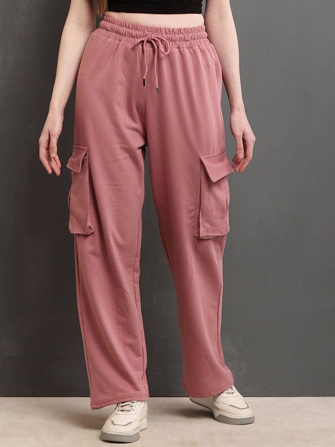 

ARJ FASHION Women Relaxed Loose Fit Easy Wash Trousers, Peach