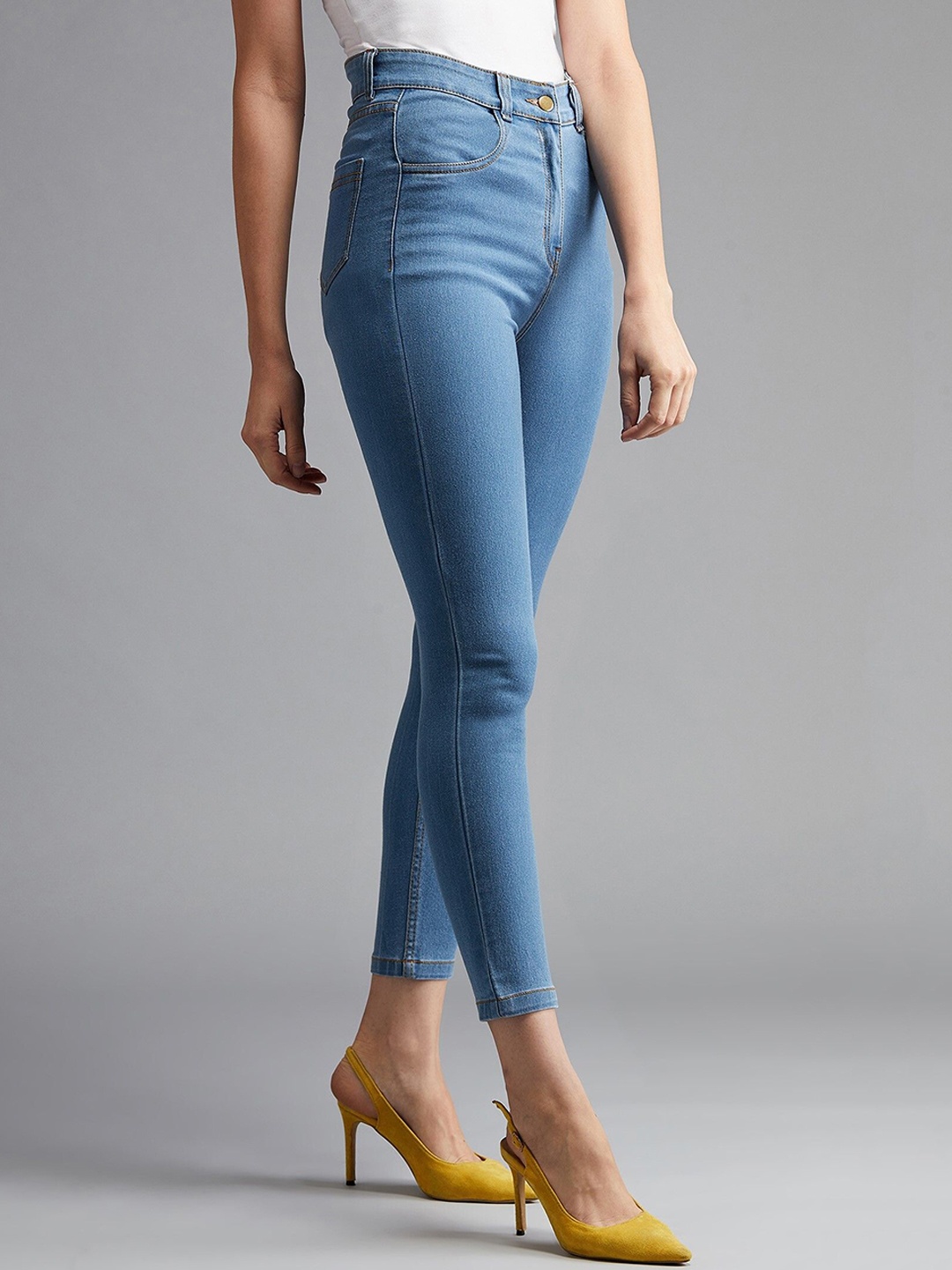 

Aadvi Fashion Women Pencil Slim Fit High-Rise Slash Knee Stretchable Jeans, Blue