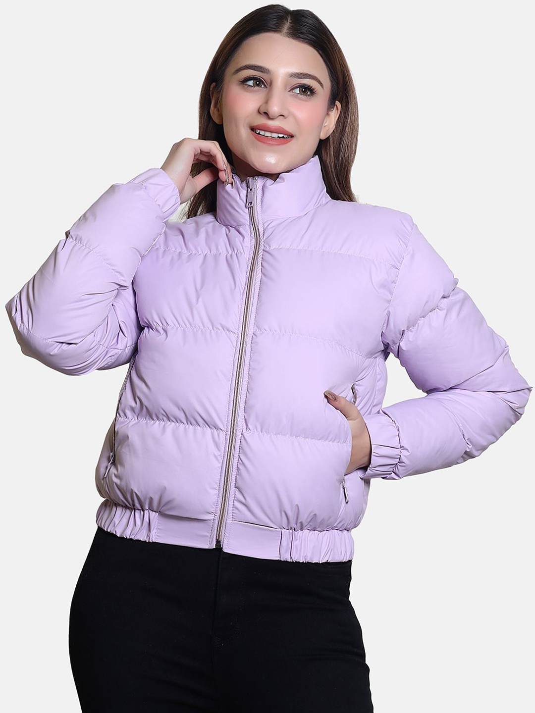 

BAESD Women Windcheater and Water Resistant Crop Puffer Jacket, Lavender