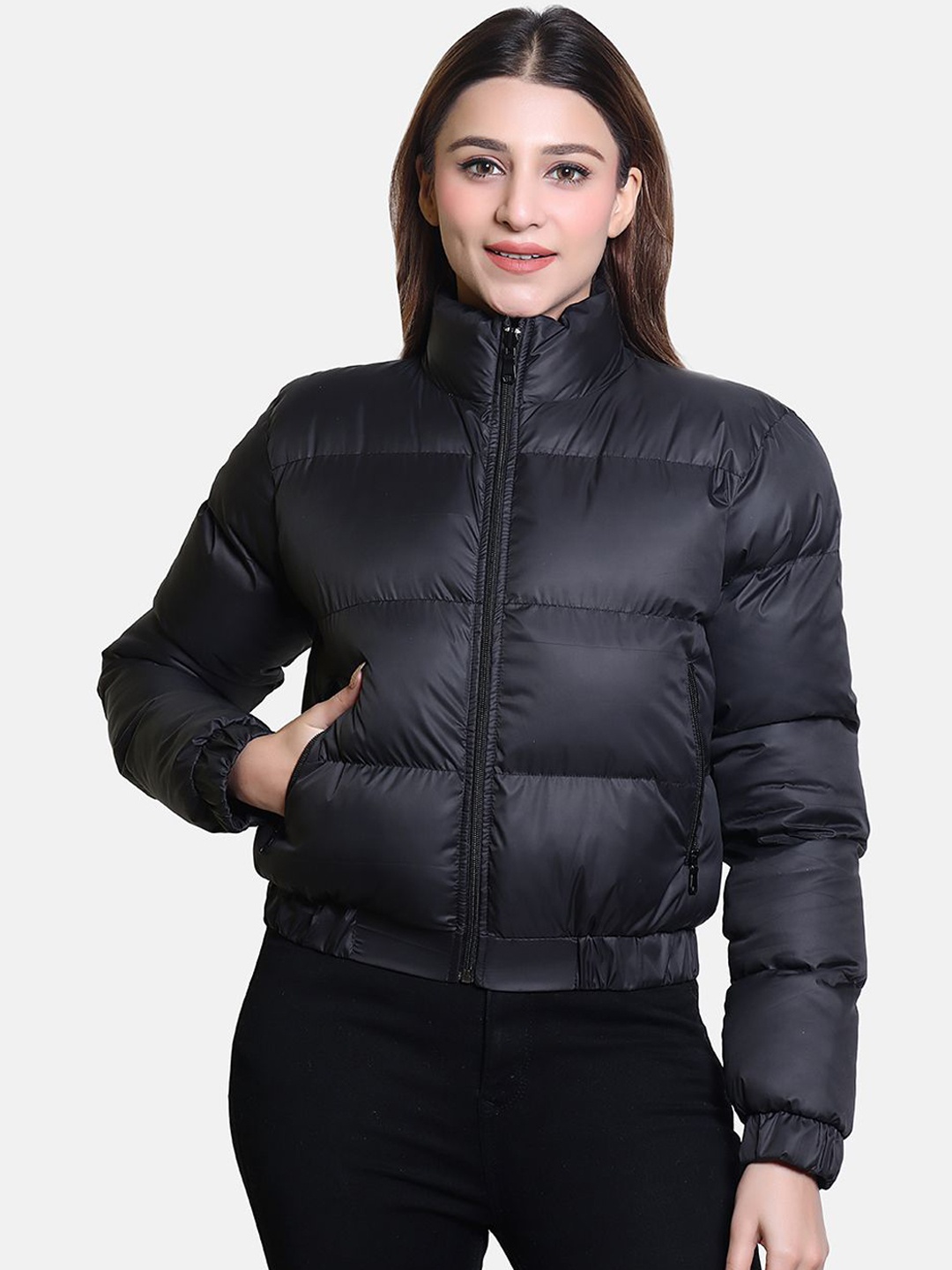 

BAESD Women Windcheater and Water Resistant Crop Puffer Jacket, Black