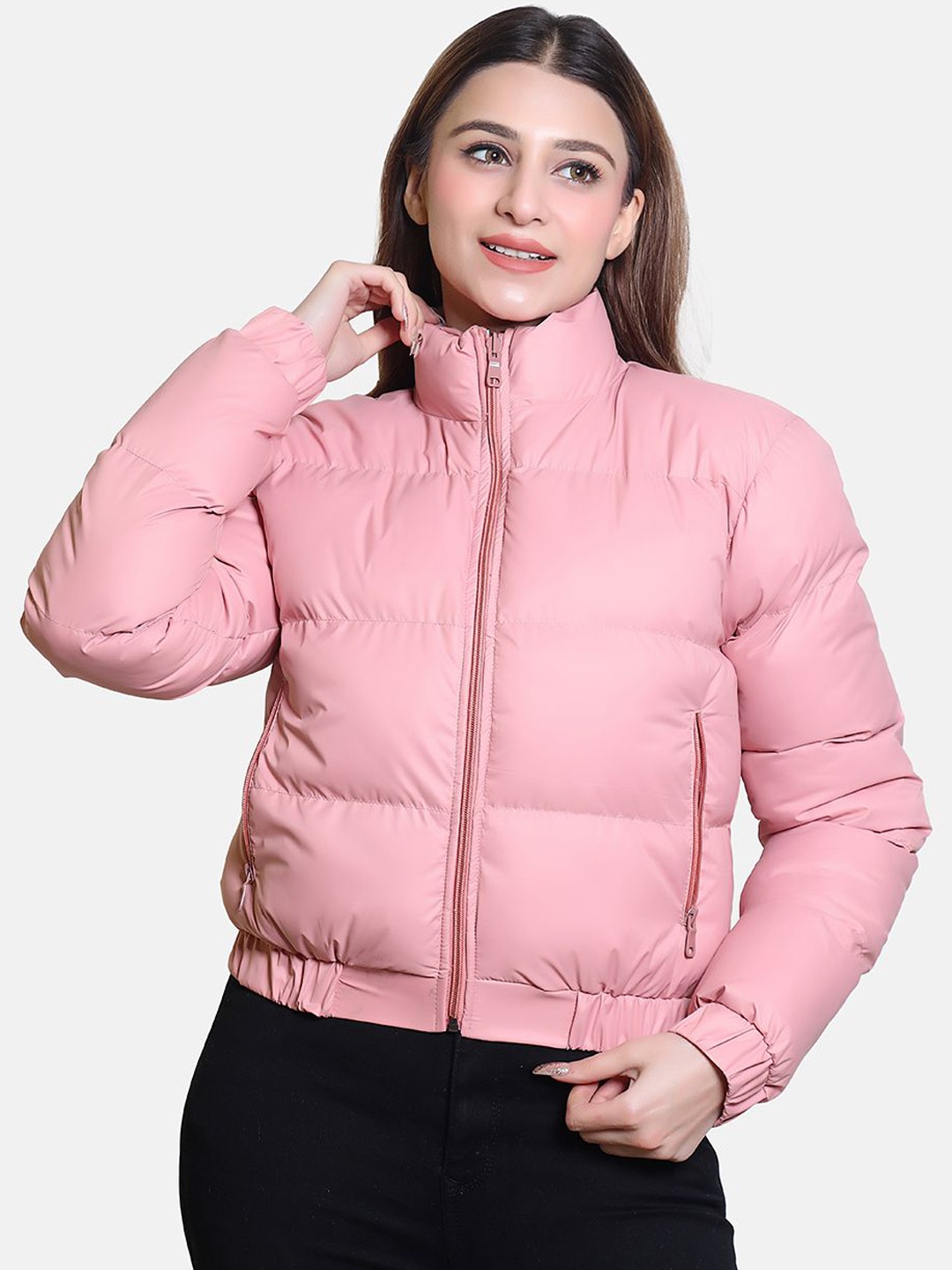 

BAESD Women Windcheater and Water Resistant Crop Puffer Jacket, Peach