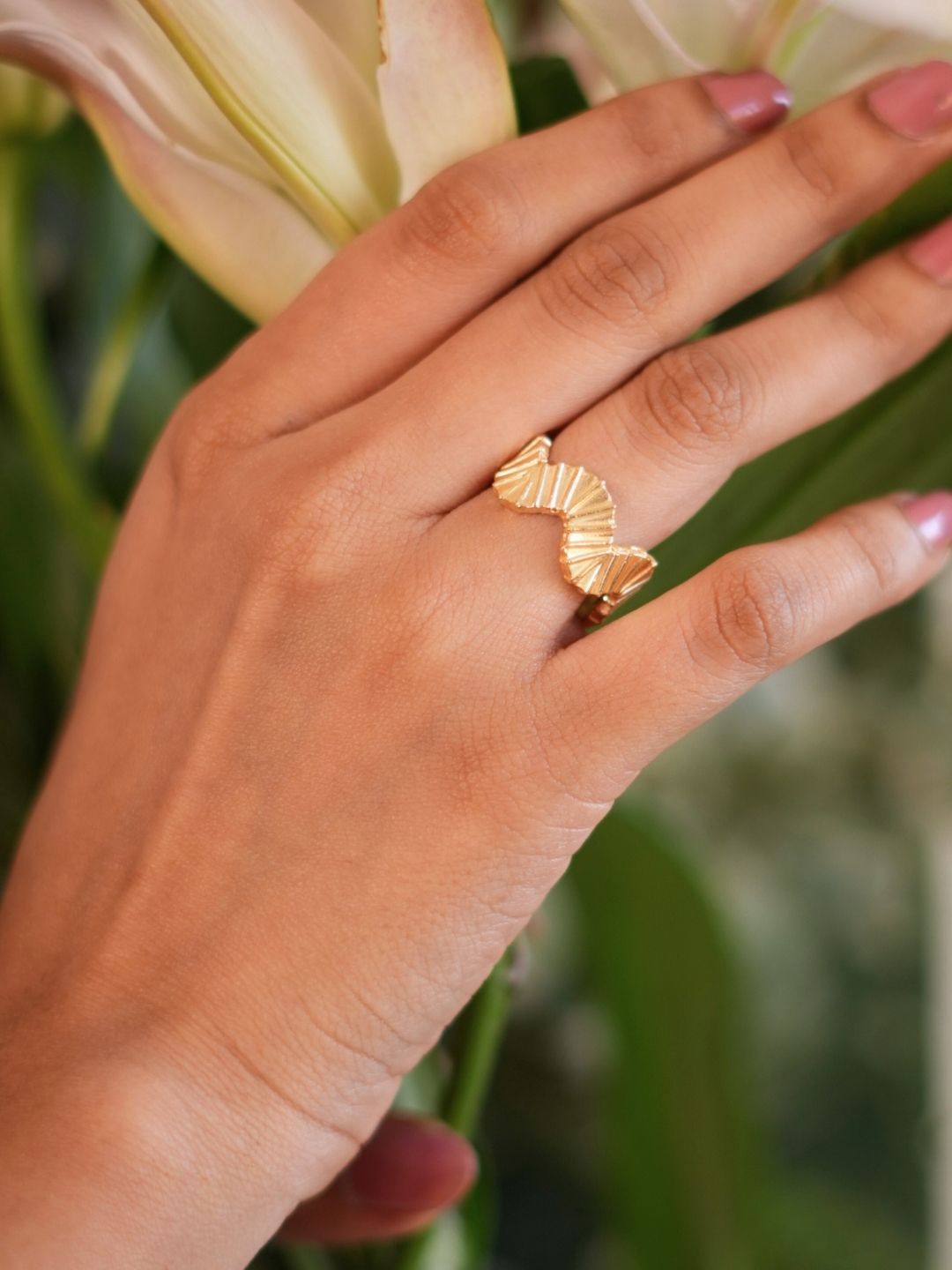

The Ethereal Store 18k Gold Plated Handcrafted Adjustable Finger Ring