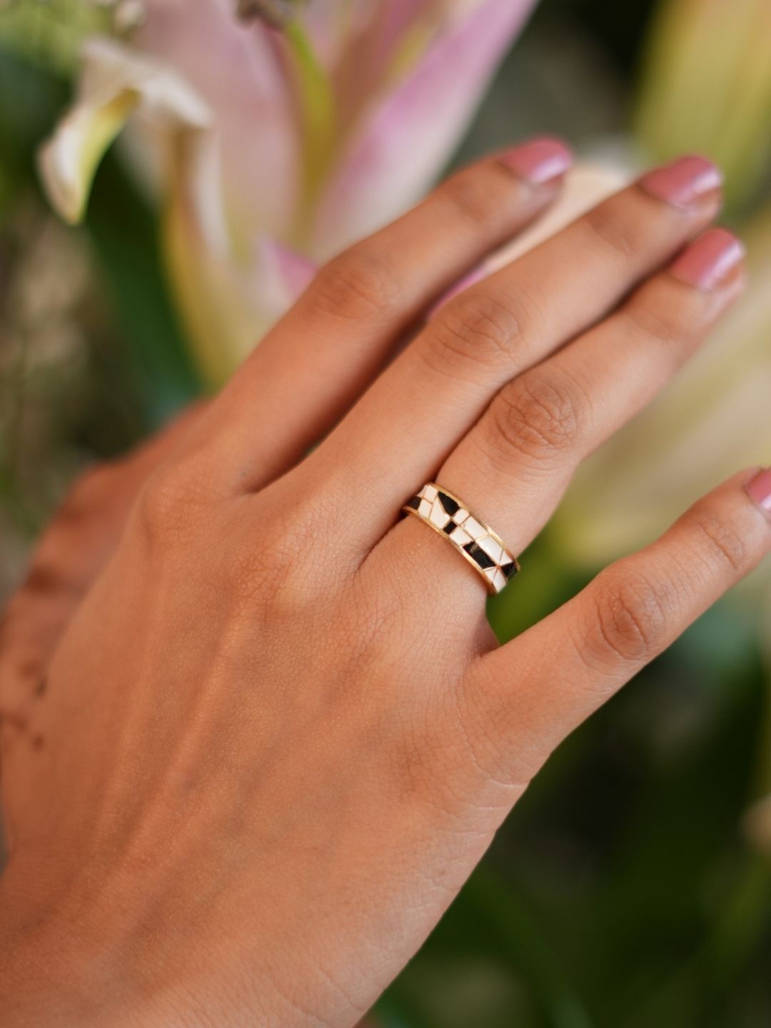 

The Ethereal Store 18k Gold Plated Handcrafted Adjustable Finger Ring, White