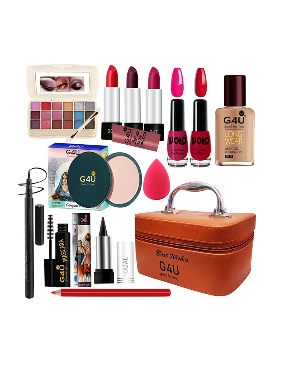 

G4U All in One Makeup Kit Gift Set & Perfect for Party makeup Casual makeup With Makeup Box -18Pcs ST65, Multi