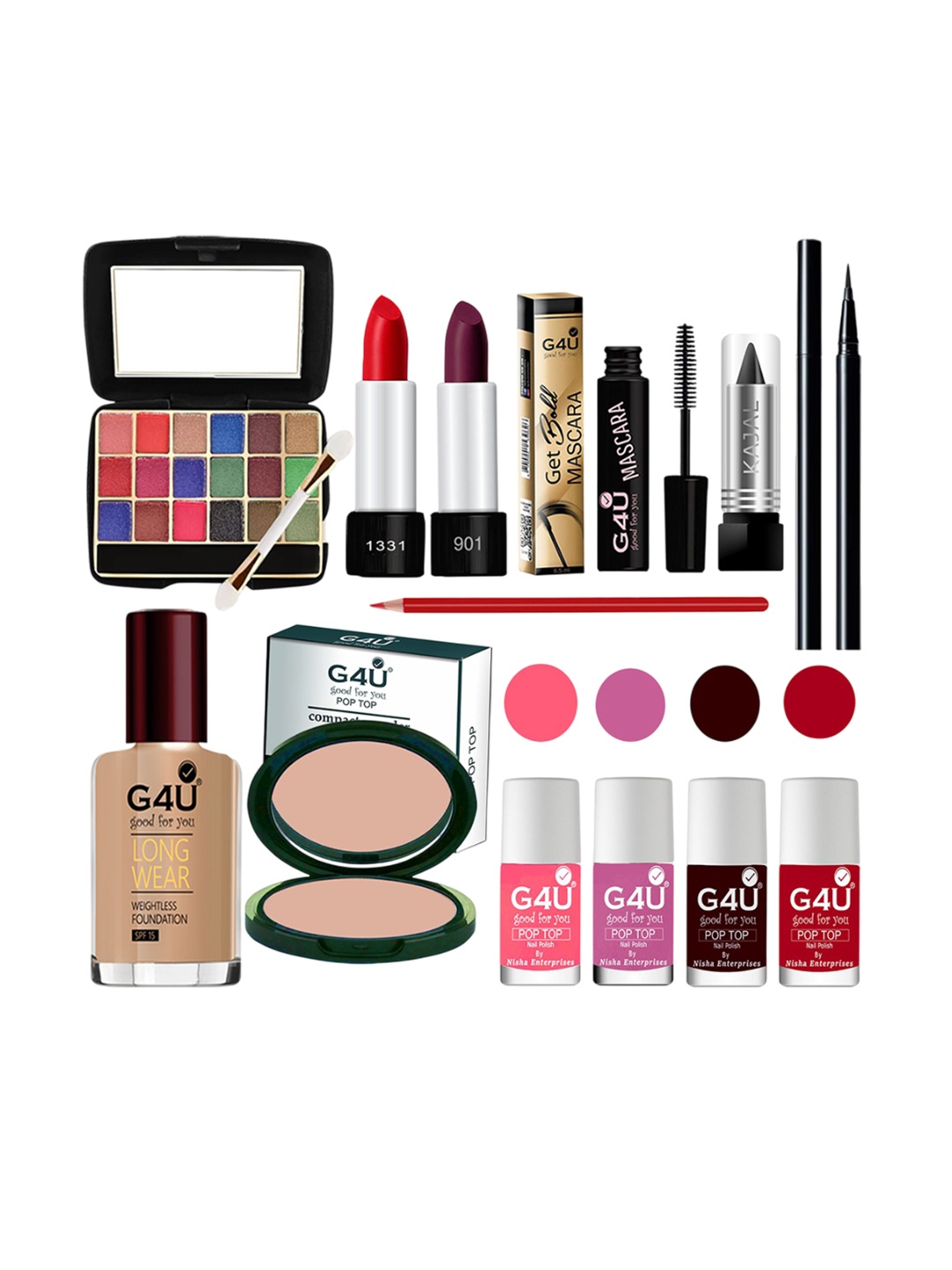 

G4U 13-In-1 Fair Skin makeup kit for women Professional makeup Set A162, Multi