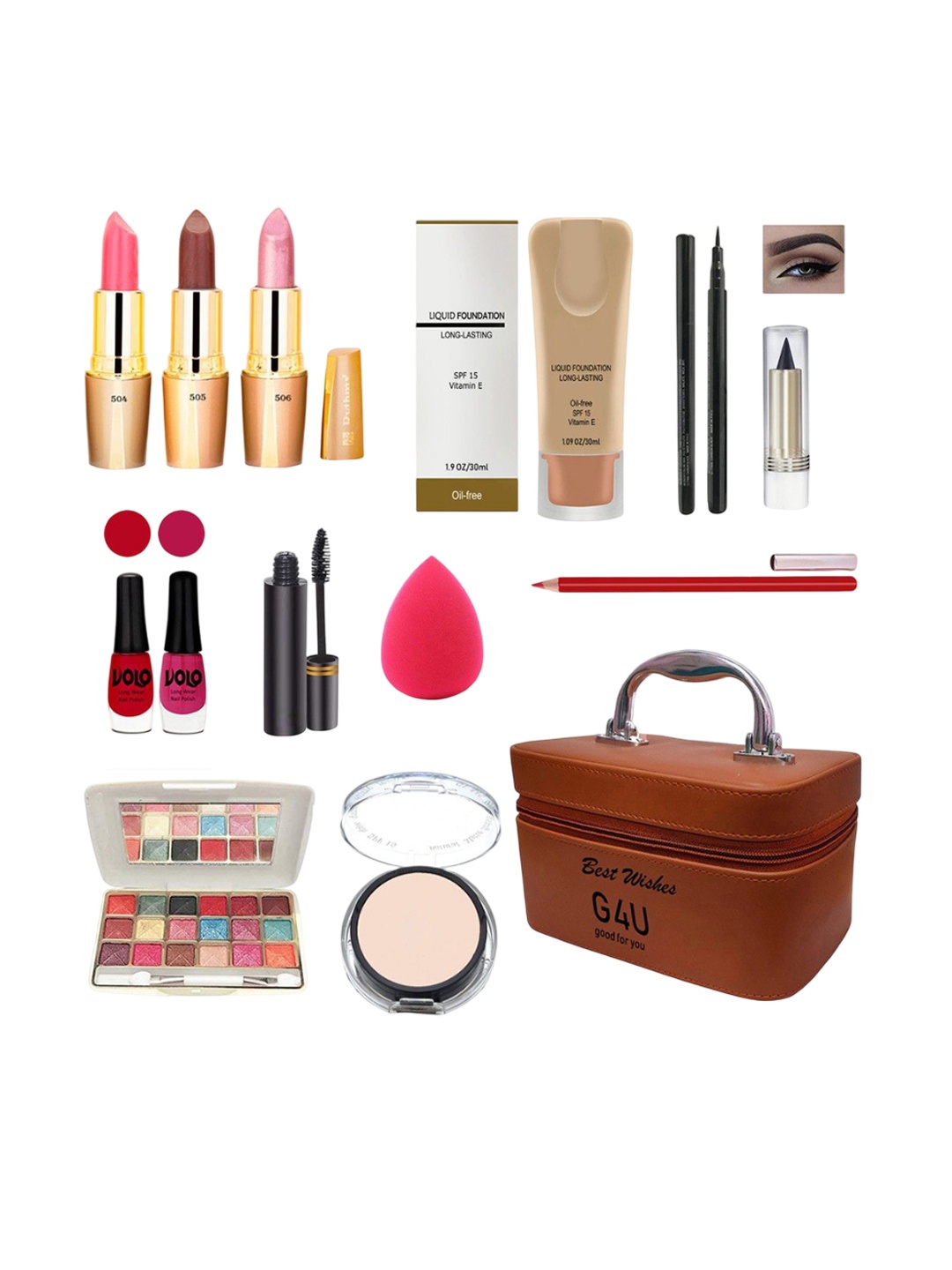 

G4U All in One Makeup Kit Gift Set & Perfect for Party makeup Casual makeup With Makeup Box -18Pcs ST69, Multi