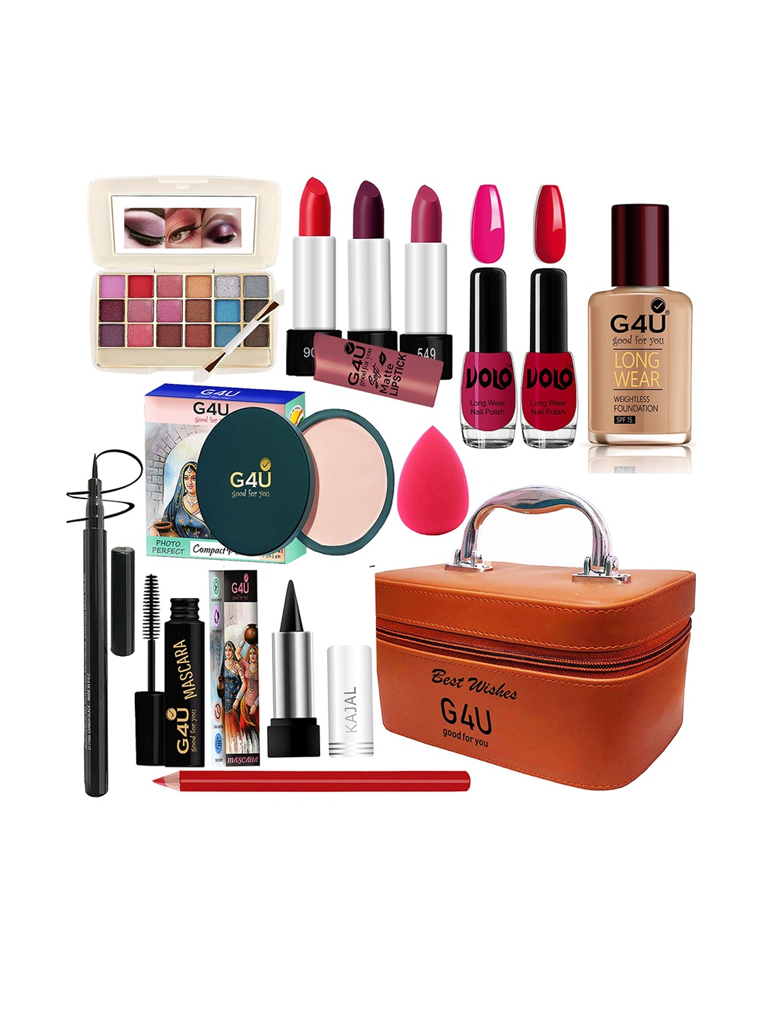 

G4U All in One Makeup Kit Gift Set & Perfect for Party makeup Casual makeup With Makeup Box -18Pcs ST64, Multi