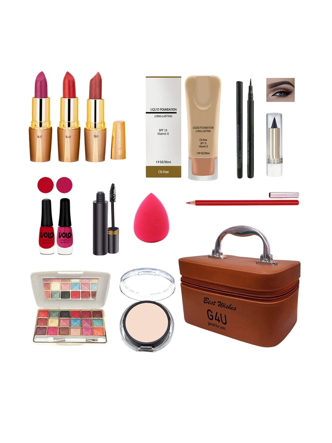 

G4U All in One Makeup Kit Gift Set & Perfect for Party makeup Casual makeup With Makeup Box -18Pcs ST70, Multi