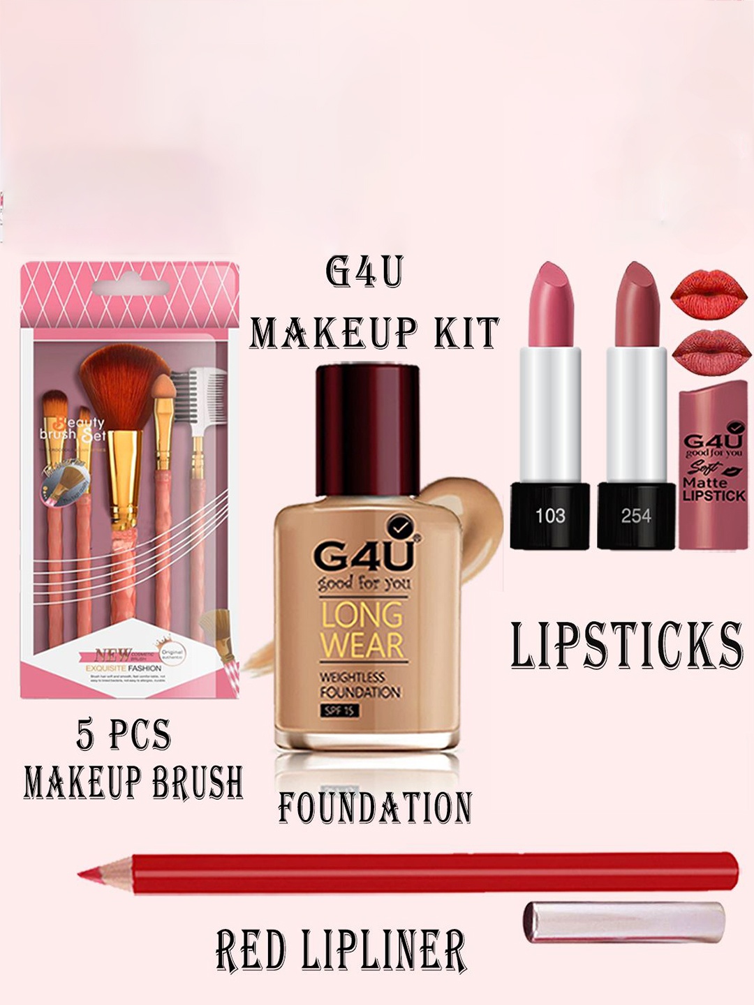 

G4U 16 Piece Complete Makeup Kit for women Glamour Festive Makeup Set 129, Multi