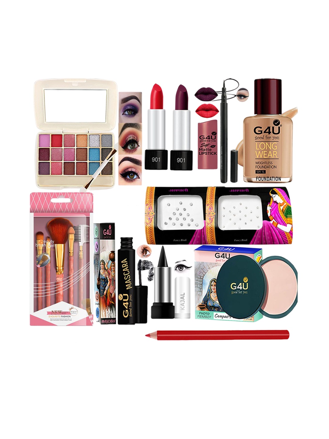 

G4U 16Pcs Makeup Kit Classics Cute & Bold Makeup Set 02M2023A06, Multi