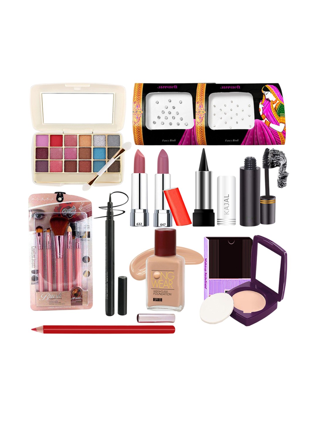 

G4U 16Pcs Pack Classics Cute & Bold Makeup Kit Set/Women 26j2022A15, Multi