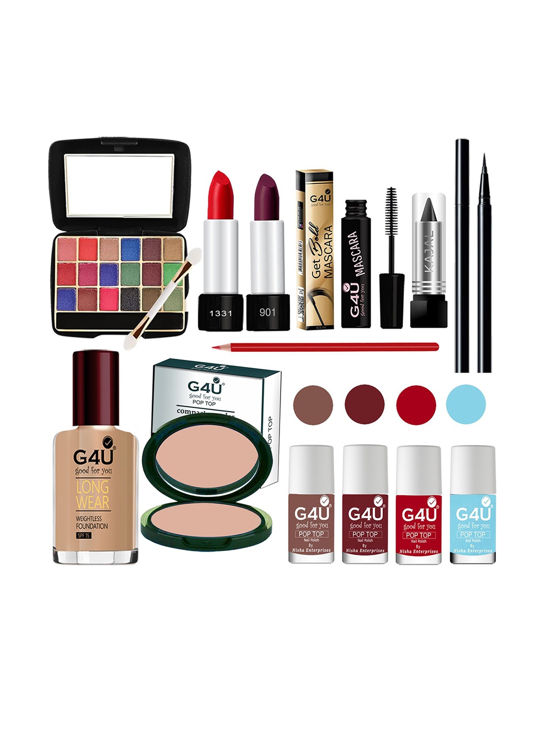 

G4U Makeup Set for Beginners and Professionals Include Eyeshadow Nail Paint Etc A23, Multi
