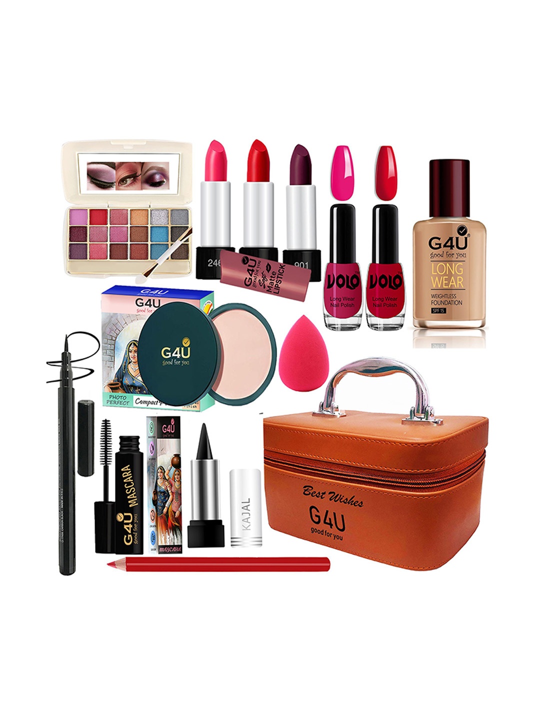 

G4U All in One Makeup Kit Gift Set & Perfect for Party makeup Casual makeup With Makeup Box -18Pcs ST62, Multi