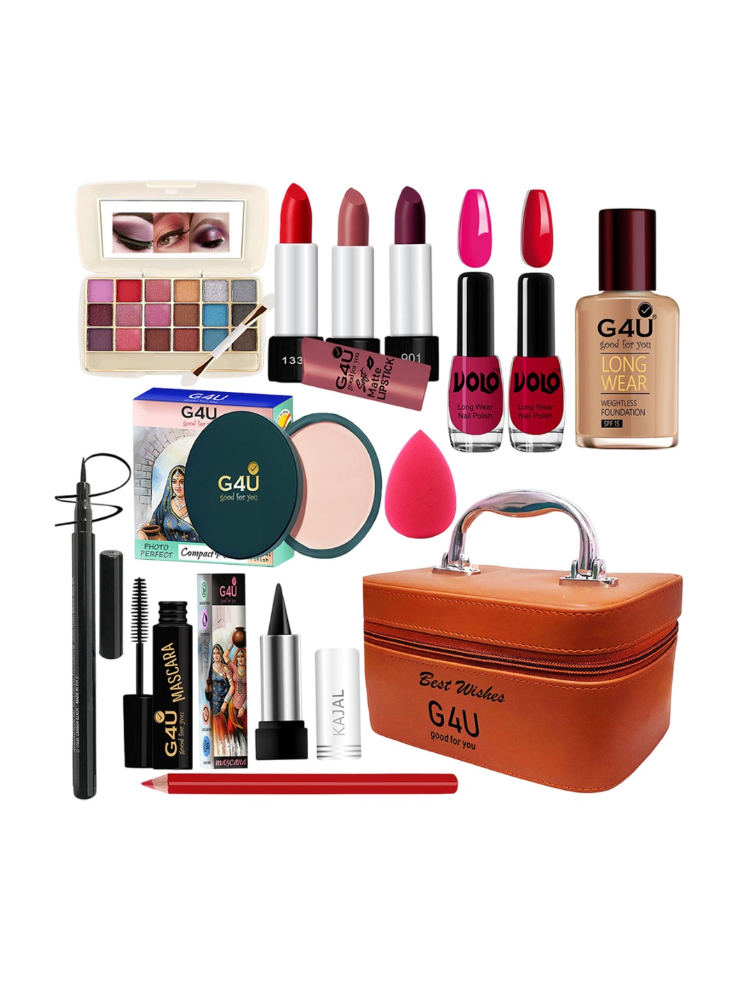 

G4U All in One Makeup Kit Gift Set & Perfect for Party makeup Casual makeup With Makeup Box -18Pcs ST75, Multi