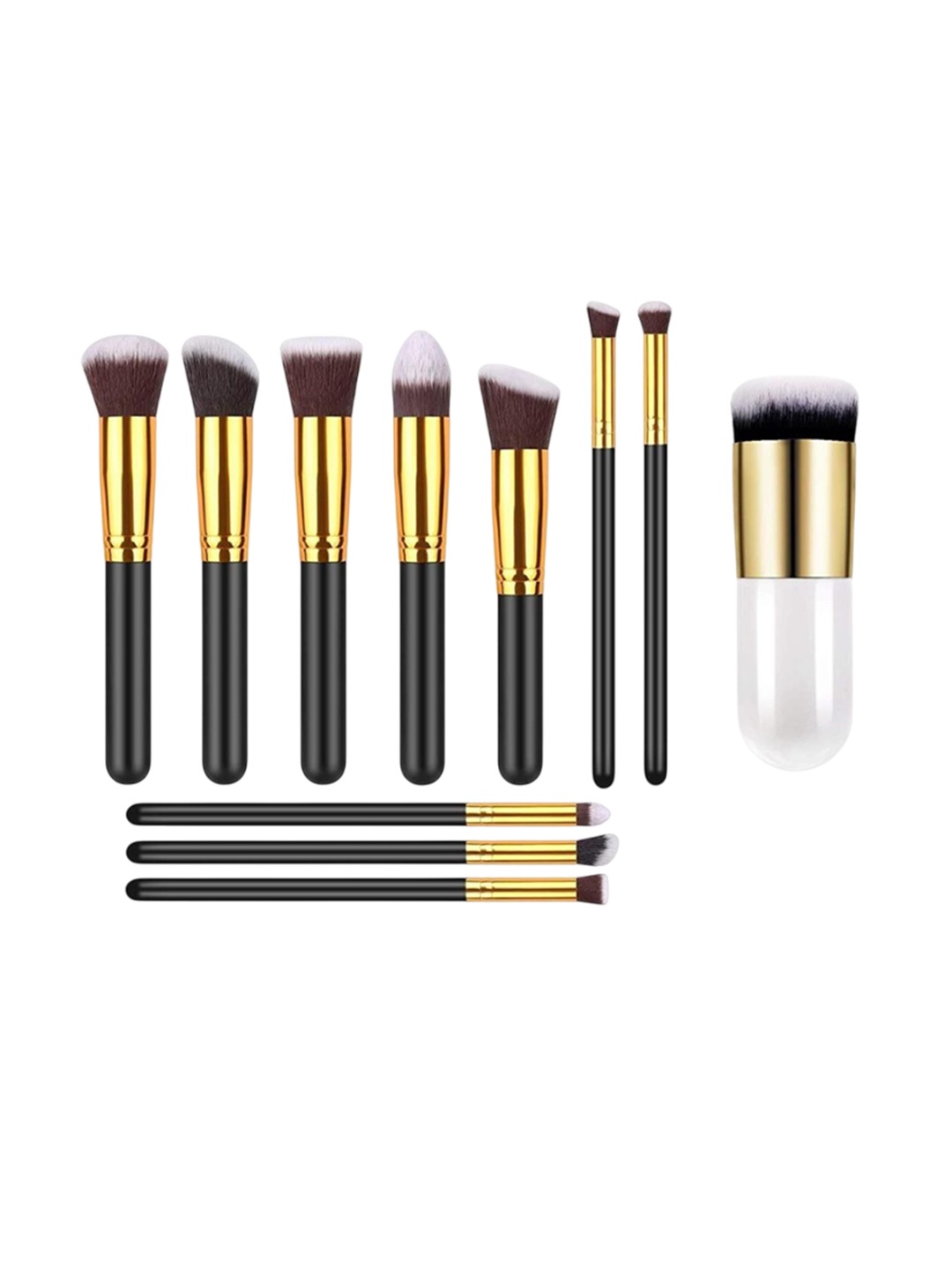 

Lenon 11 Pcs Makeup Brushes With Foundation Brush - Black & White