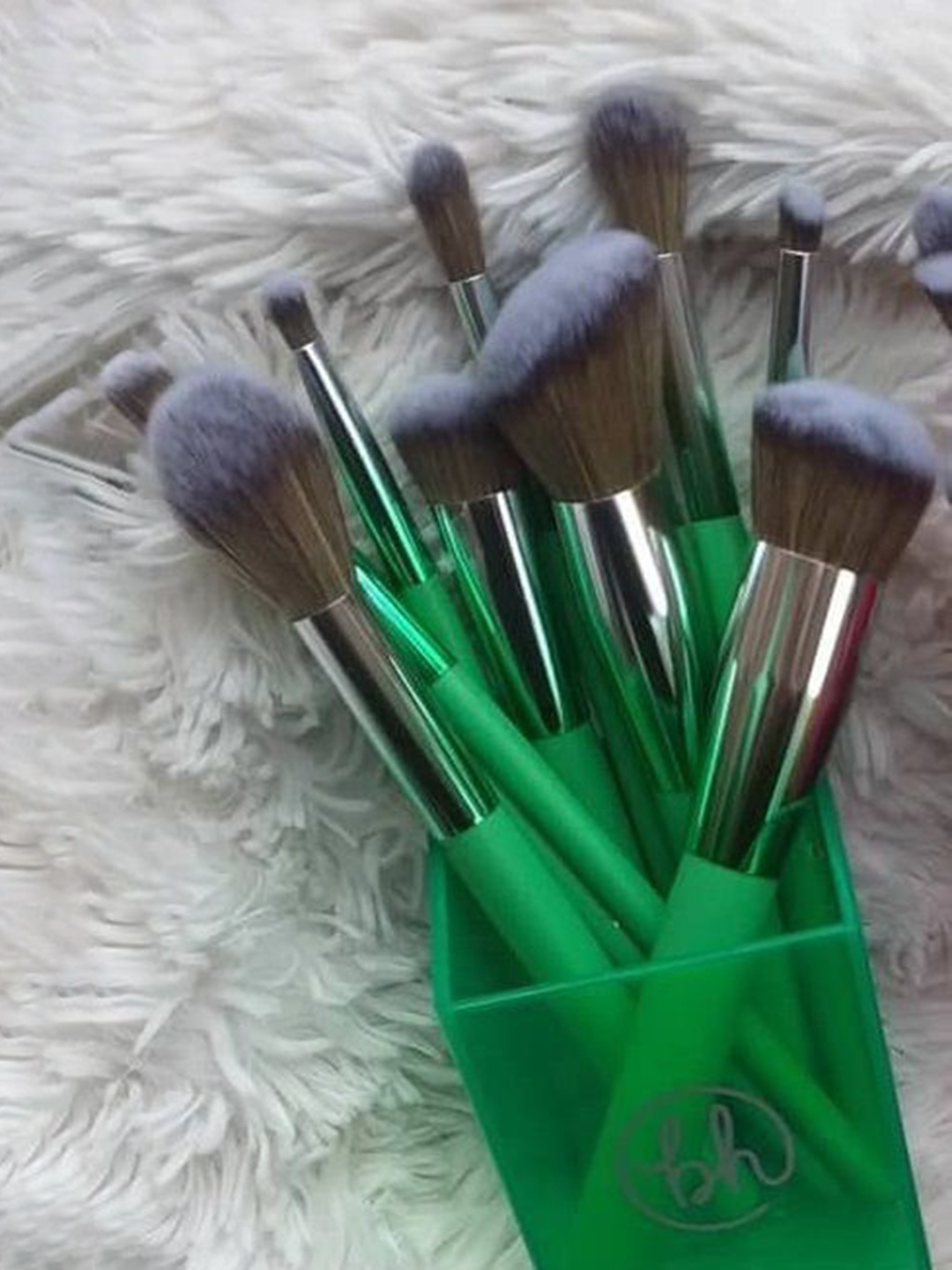 

Lenon Set Of 10 Soft Makeup Brushes - Green