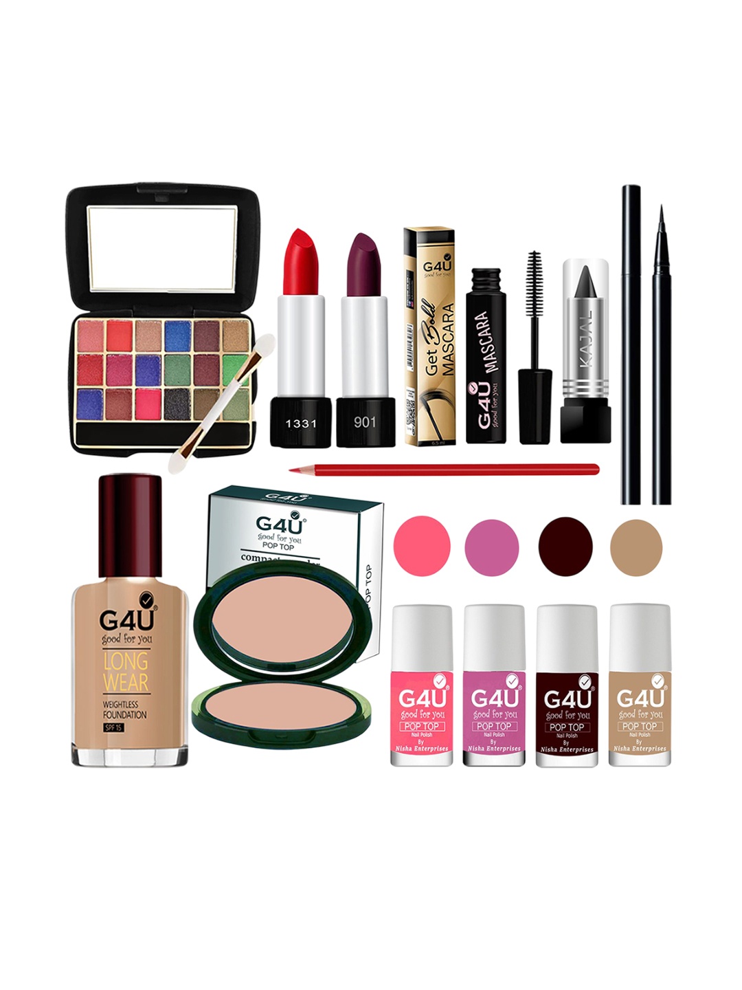 

G4U 13-In-1 Fair Skin makeup kit for women Professional makeup Set A174, Multi