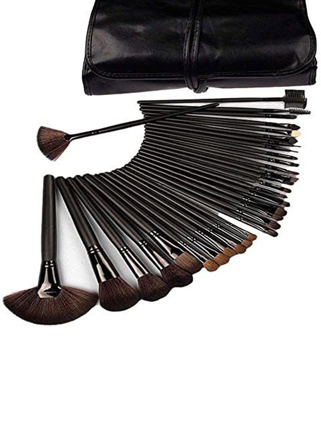 

Lenon 24 Pcs Makeup Brushes With Leather Pouch - Black