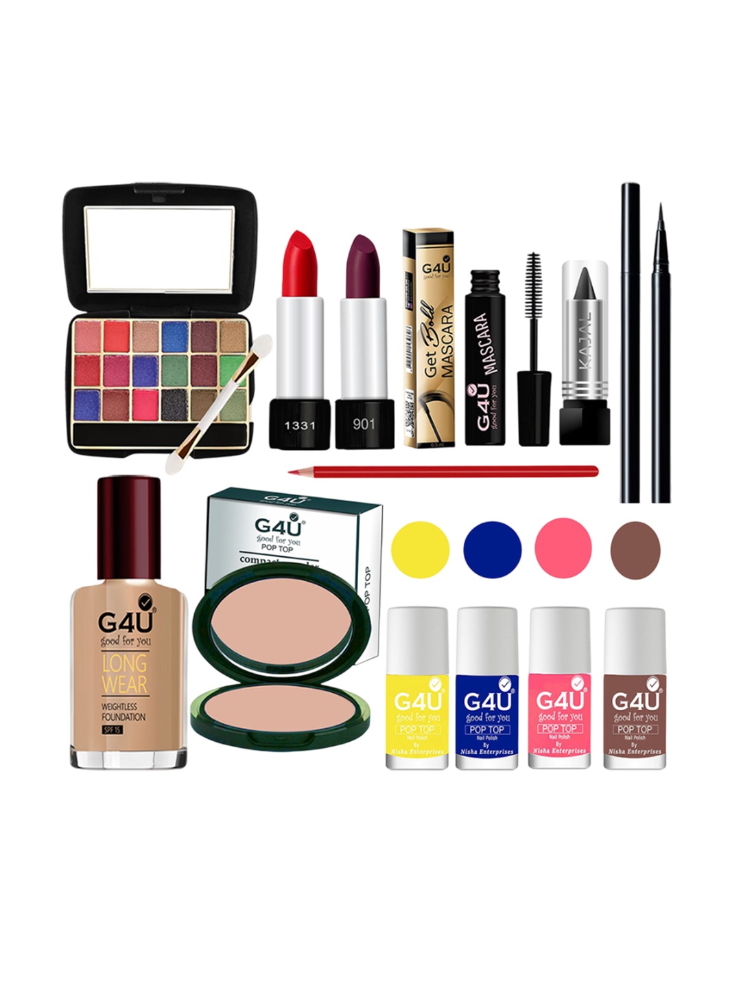 

G4U 13-In-1 Dusky Skin makeup kit for women Professional makeup Set A123, Multi